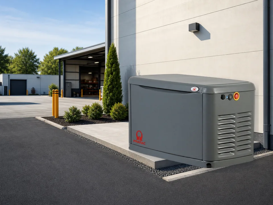 Generador Pramac GA8000 real en un entorno comercial
