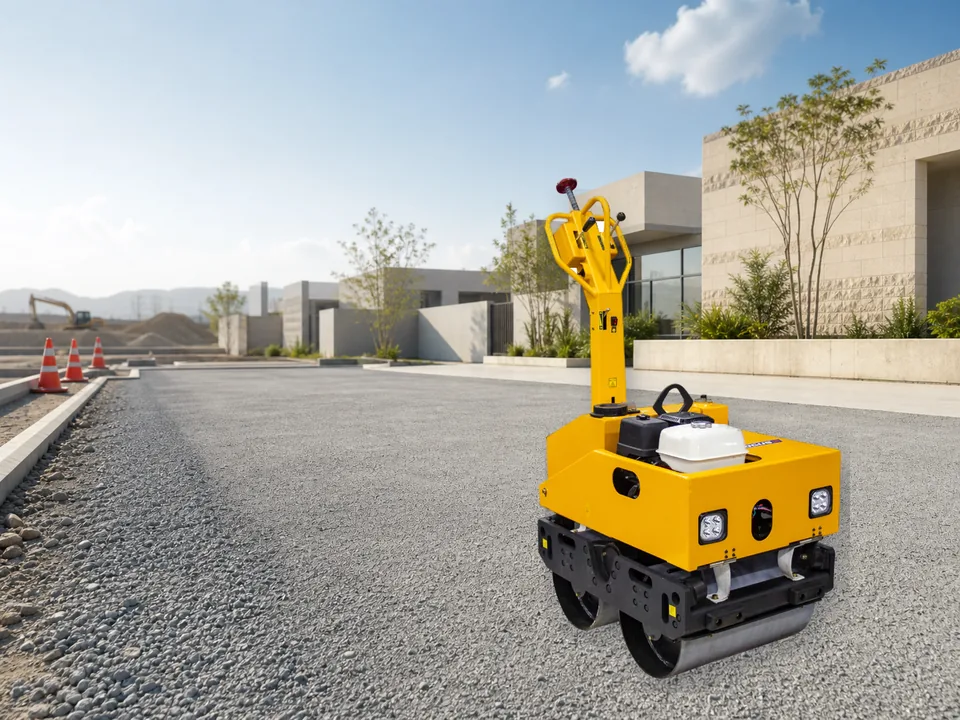 Rodillo compactador RCL642 real en una obra